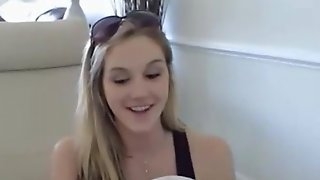 Pregnant Blonde BrianaO Toys her shaved pussy. 3-10-16