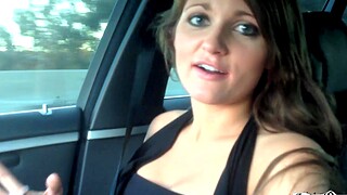 Kenzie Vaughn moans while being fingered in the car - HD